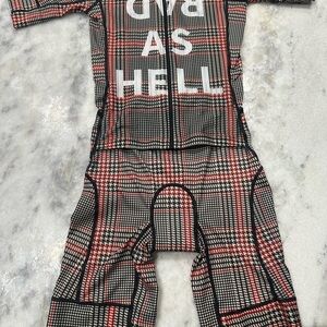 Plaid Cycling Suit - Red and Black